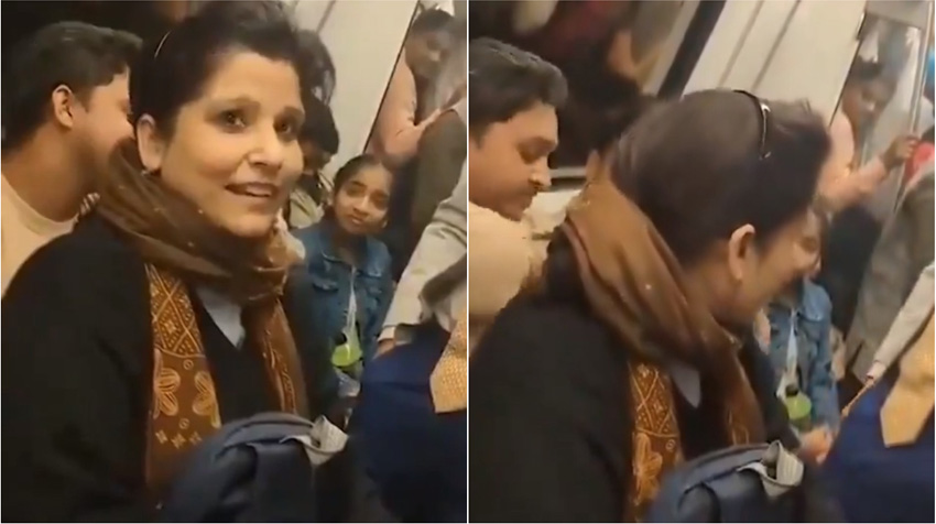 Delhi Metro Viral women Sits on Man's Lap and called her "Besharam"