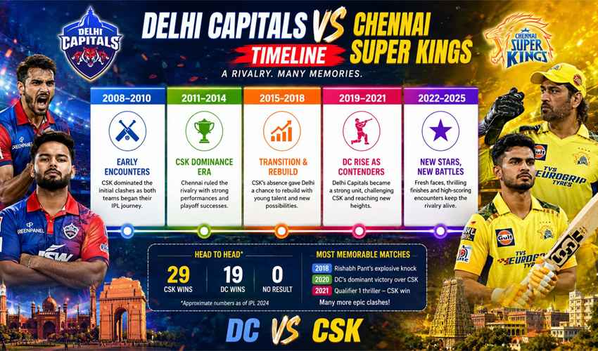 Delhi Capitals vs Chennai Super Kings Timeline