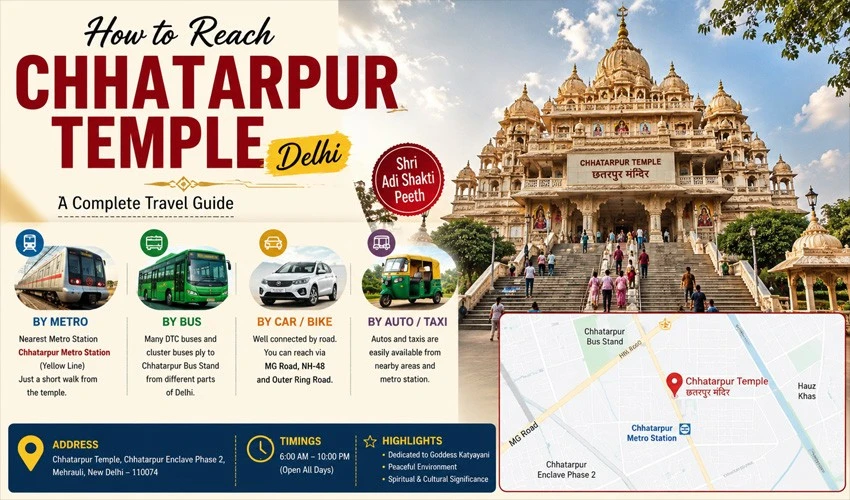 How to Reach Chhatarpur Temple Delhi