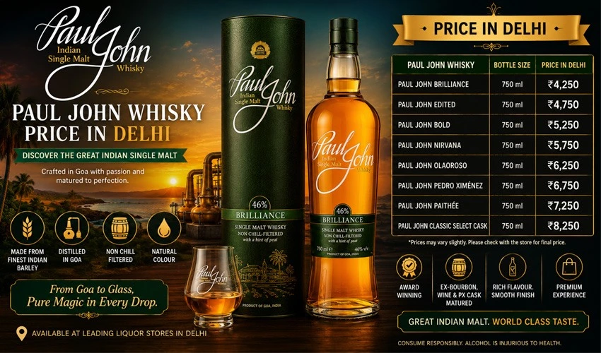 Paul John Whisky Price in Delhi